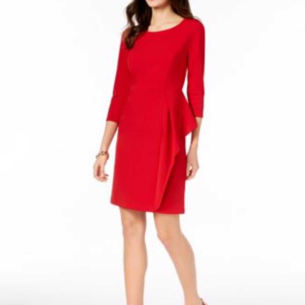Charter Club Petite Side-Flounce Dress (Black)